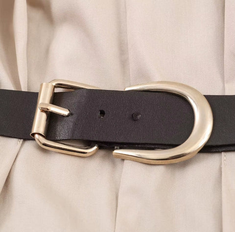 New Long Sleeved Lapel Belt Decoration mid Length Dress CODE: KAR5227
