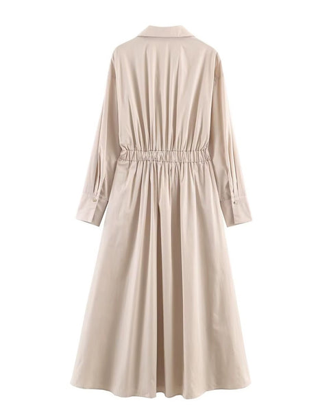 New Long Sleeved Lapel Belt Decoration mid Length Dress CODE: KAR5227