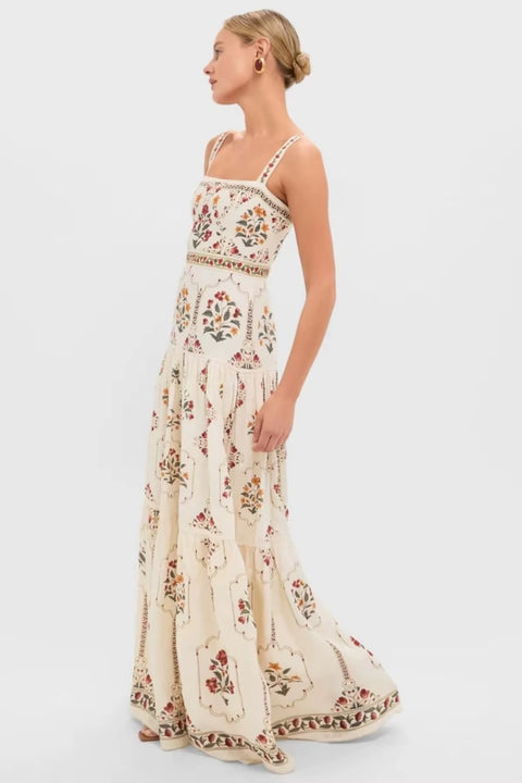 New Elegant Casual Sleeveless with Floral Print and A-line Skirt Dress CODE: KAR5230