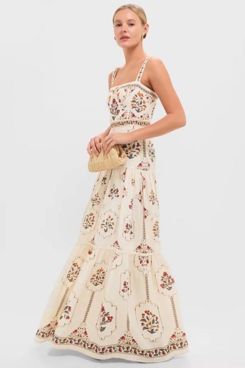 New Elegant Casual Sleeveless with Floral Print and A-line Skirt Dress CODE: KAR5230