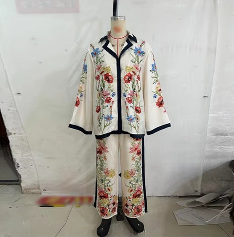 New Casual Loungewear Floral Print Two-Piece Set CODE: KAR5232