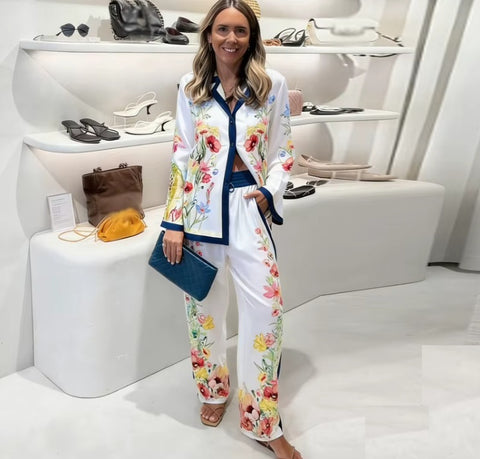 New Casual Loungewear Floral Print Two-Piece Set CODE: KAR5232