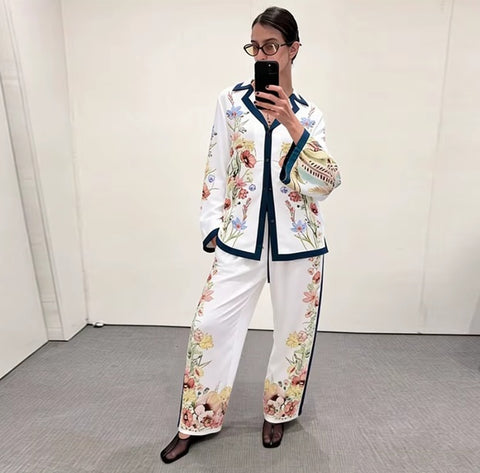 New Casual Loungewear Floral Print Two-Piece Set CODE: KAR5232