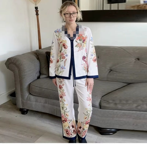New Casual Loungewear Floral Print Two-Piece Set CODE: KAR5232