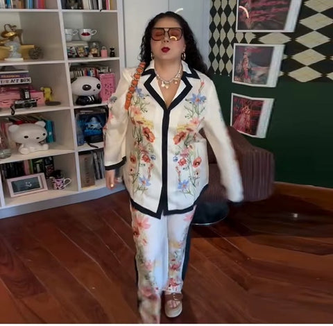 New Casual Loungewear Floral Print Two-Piece Set CODE: KAR5232