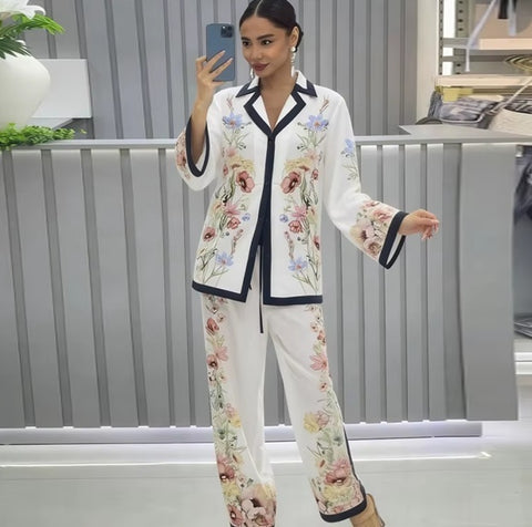 New Casual Loungewear Floral Print Two-Piece Set CODE: KAR5232