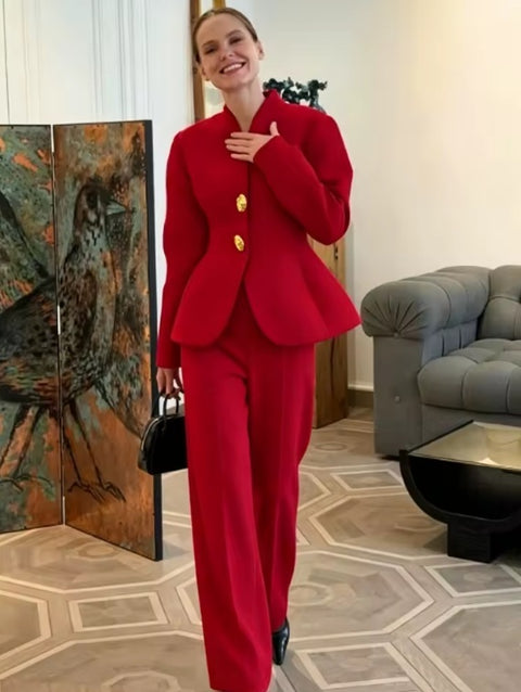 Elegant Tailored Suit Jacket And Pant Set CODE: KAR5234