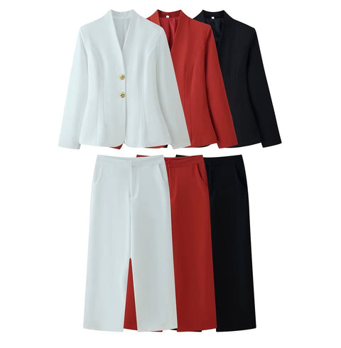 Elegant Tailored Suit Jacket And Pant Set CODE: KAR5234