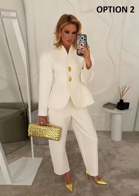 Elegant Tailored Suit Jacket And Pant Set CODE: KAR5234