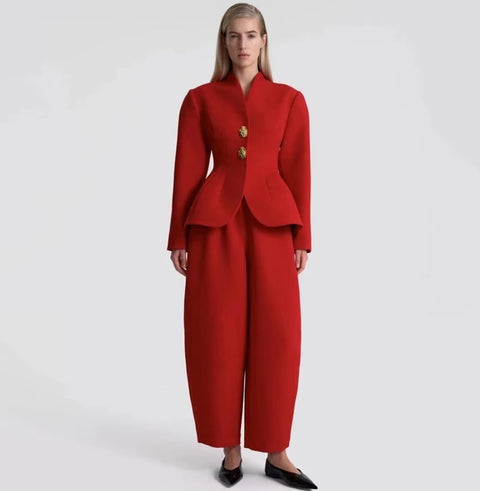 Elegant Tailored Suit Jacket And Pant Set CODE: KAR5234