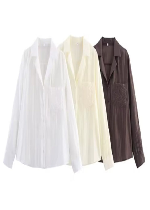 New Fashion Retro Chic Release Button Embroidered Shirt  CODE: KAR5241