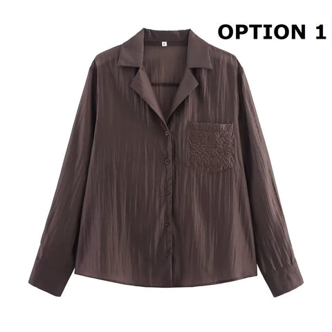 New Fashion Retro Chic Release Button Embroidered Shirt  CODE: KAR5241