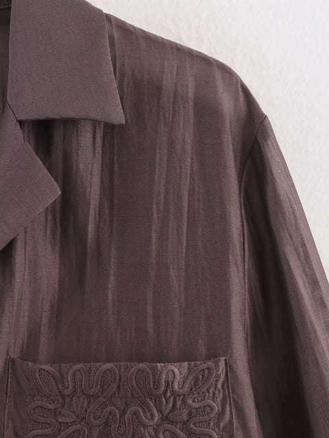 New Fashion Retro Chic Release Button Embroidered Shirt  CODE: KAR5241
