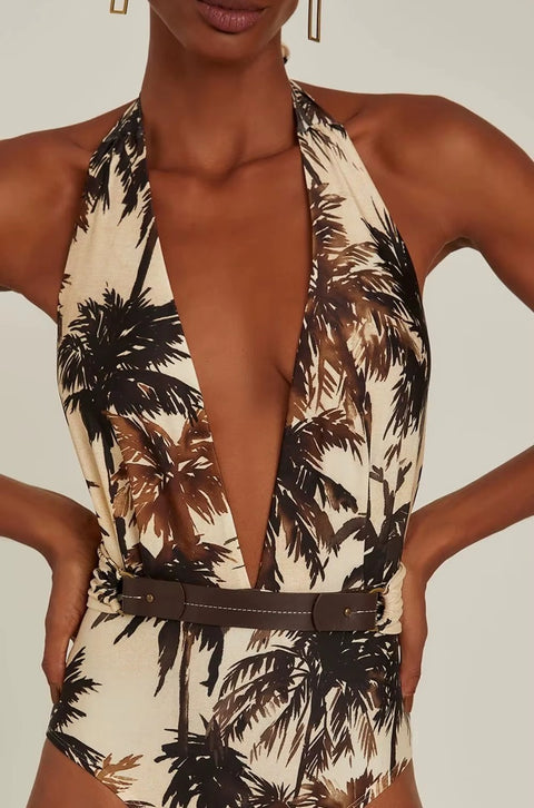 New V Neck Floral One-piece Swimwear CODE: KAR5247