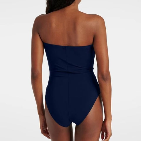 New Blocking Flower Decoration One-Piece Swimsuit CODE: KAR5248