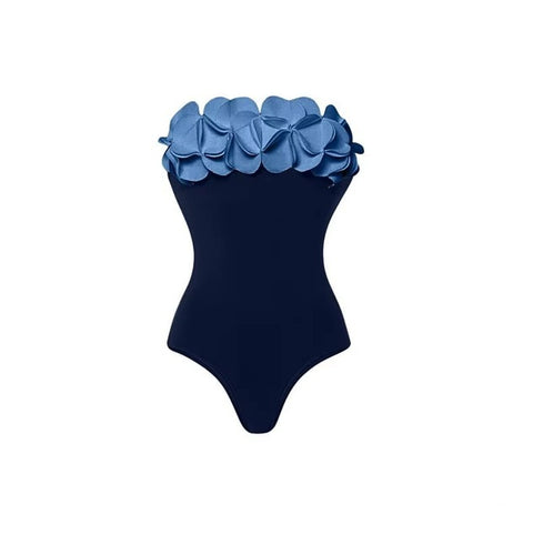 New Blocking Flower Decoration One-Piece Swimsuit CODE: KAR5248