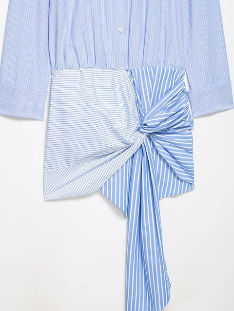 New Long Sleeve Striped Twist Knot Mini Dress CODE: KAR5256
