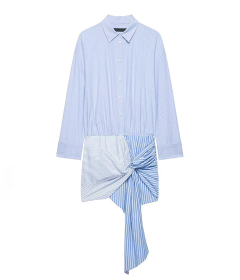 New Long Sleeve Striped Twist Knot Mini Dress CODE: KAR5256