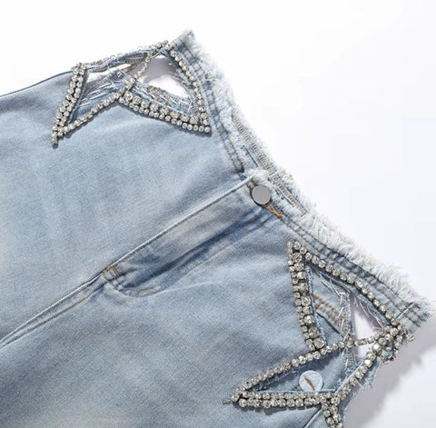 New Low Waist Wide Legs Hollow Out Fringed Jeans pant CODE: KAR5258