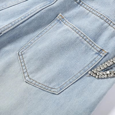 New Low Waist Wide Legs Hollow Out Fringed Jeans pant CODE: KAR5258
