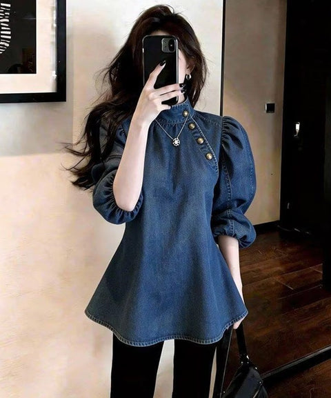 New Stand Collar Design Niche Age-reducing Shirt CODE: KAR5261