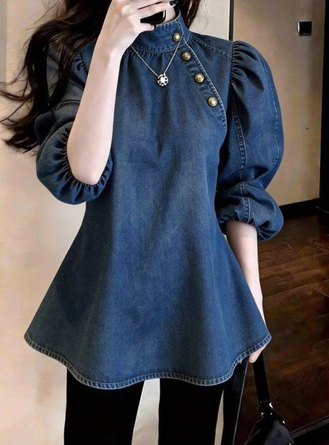 New Stand Collar Design Niche Age-reducing Shirt CODE: KAR5261