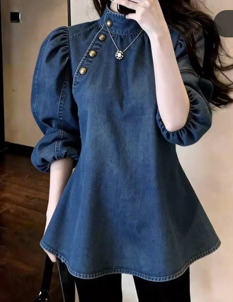 New Stand Collar Design Niche Age-reducing Shirt CODE: KAR5261