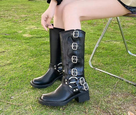 New style long thick heel versatile trendy boots CODE: KAR5264