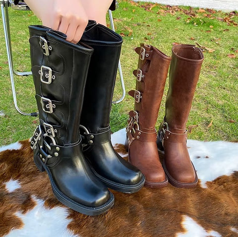 New style long thick heel versatile trendy boots CODE: KAR5264