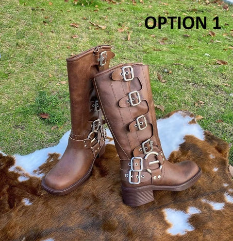 New style long thick heel versatile trendy boots CODE: KAR5264