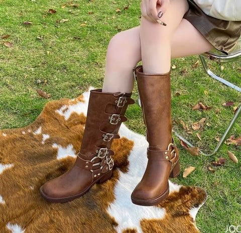 New style long thick heel versatile trendy boots CODE: KAR5264