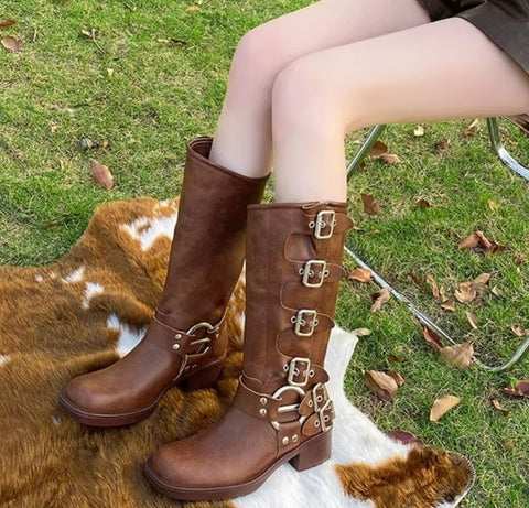 New style long thick heel versatile trendy boots CODE: KAR5264
