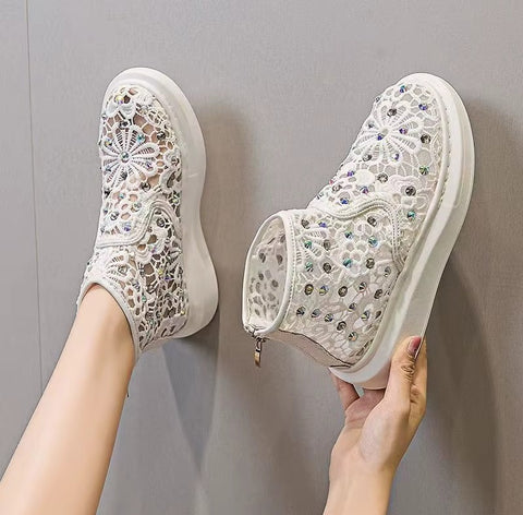 New  Thick Sole High Top Zippers Fashionable Shoes CODE: KAR5269