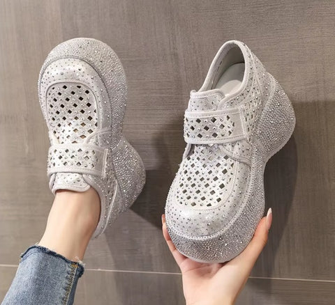 New Summer Style, With Magic Tape, Slip-On, With Diamonds Thick Platform CODE: KAR5270