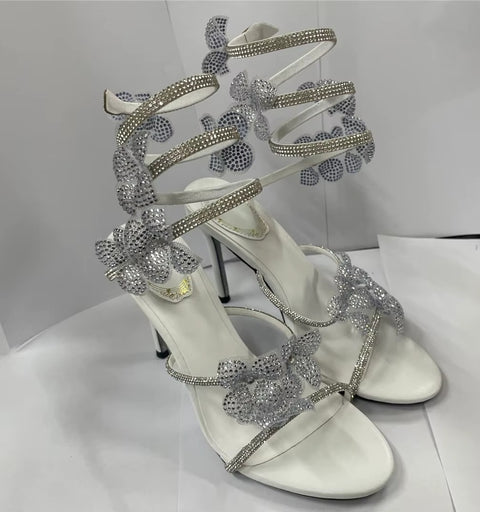New snake-shaped winding rhinestone lace flowers sexy Heels CODE: KAR5272