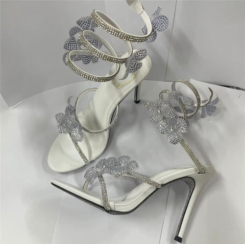 New snake-shaped winding rhinestone lace flowers sexy Heels CODE: KAR5272