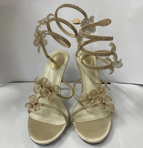 New snake-shaped winding rhinestone lace flowers sexy Heels CODE: KAR5272