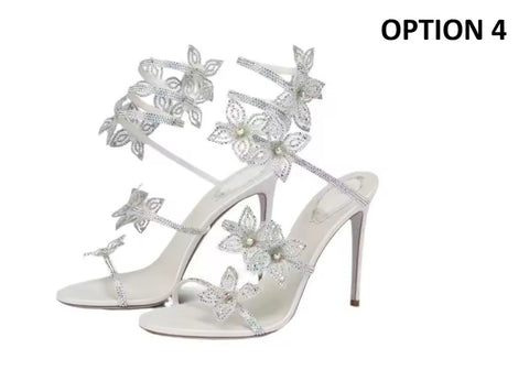 New snake-shaped winding rhinestone lace flowers sexy Heels CODE: KAR5272
