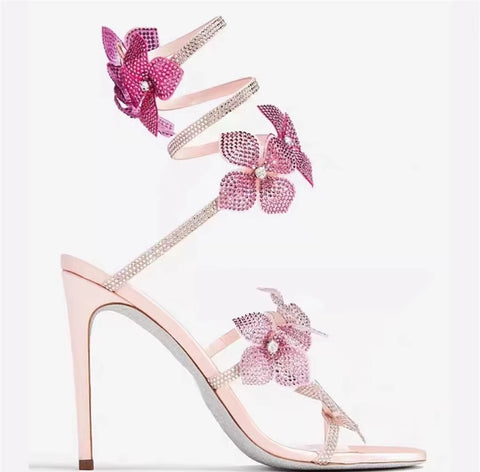 New snake-shaped winding rhinestone lace flowers sexy Heels CODE: KAR5272