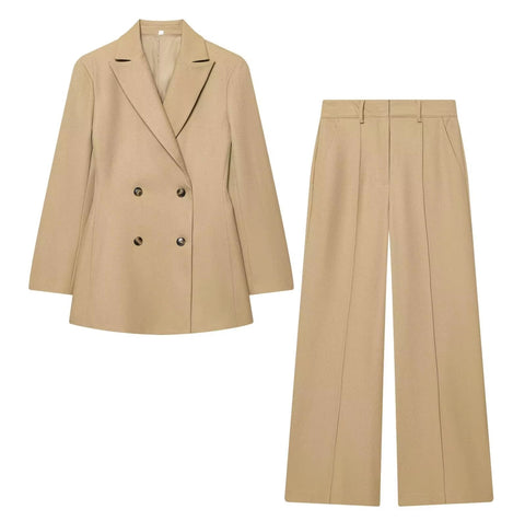 New Casual Double Breasted Long Sleeve Loose 2 Piece Set CODE: KAR5275