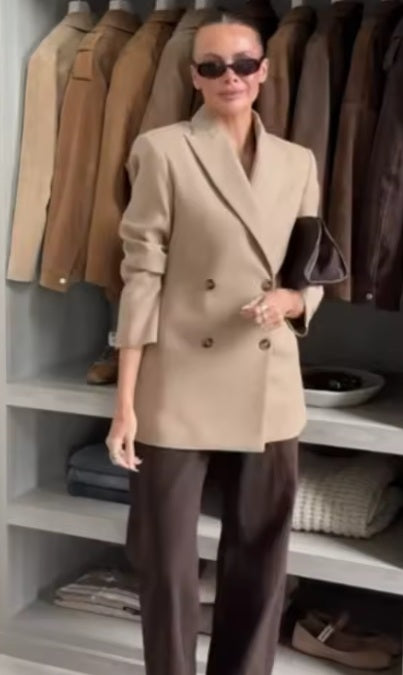 New Casual Double Breasted Long Sleeve Loose 2 Piece Set CODE: KAR5275