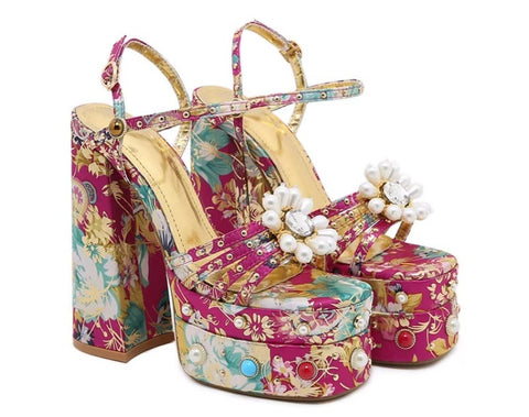 New Open Toe High Platform Designer Chunky Heels CODE: KAR5279