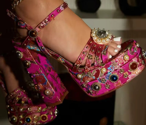 New Open Toe High Platform Designer Chunky Heels CODE: KAR5279