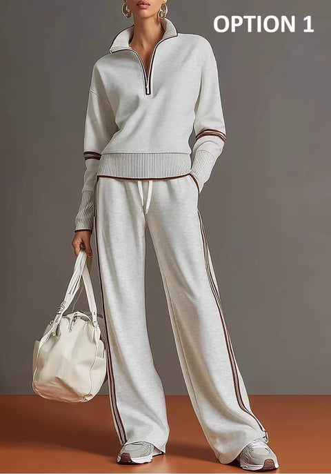New Stand Collar Long Sleeve Loose Two Piece Set CODE: KAR5283