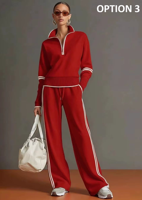 New Stand Collar Long Sleeve Loose Two Piece Set CODE: KAR5283