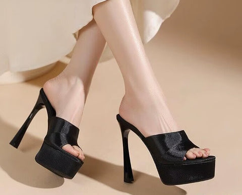 New Elegant, waterproof high-heeled French style, round toe, open-toe Heel CODE: KAR5297