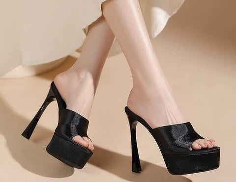 New Elegant, waterproof high-heeled French style, round toe, open-toe Heel CODE: KAR5297