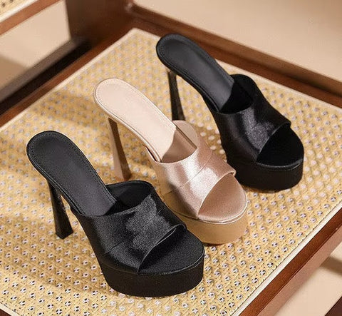 New Elegant, waterproof high-heeled French style, round toe, open-toe Heel CODE: KAR5297