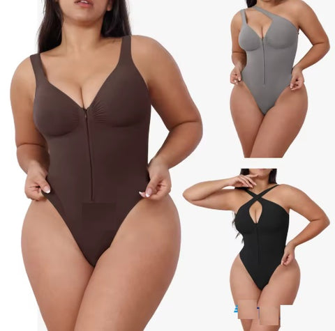 New Strong Waist Zip-Back Strapless High-Cut Bodysuit Corset CODE: KAR5301