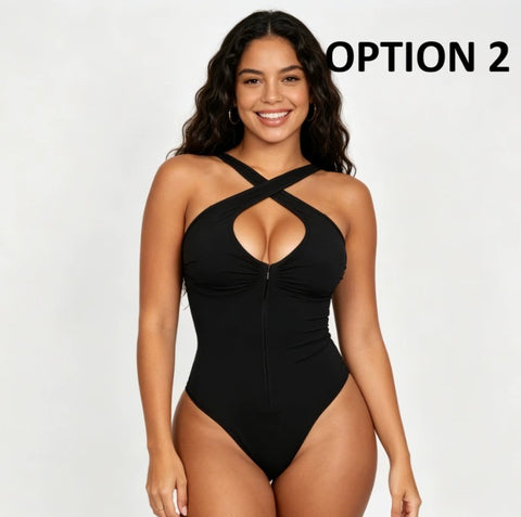 New Strong Waist Zip-Back Strapless High-Cut Bodysuit Corset CODE: KAR5301